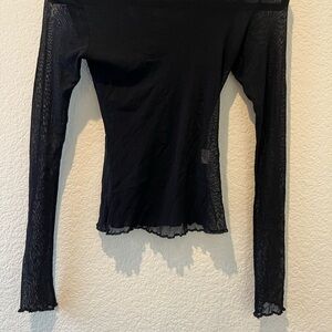 Sweet Pea Sheer Black Long Sleeve Blouse